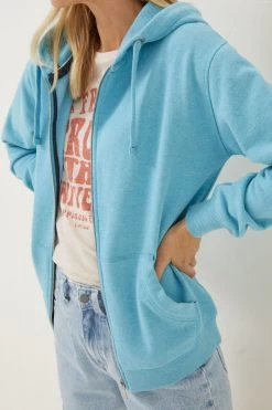 FatFace Blue Amy Zip Through Hoodie -Fashion Clothing Store D58027s4