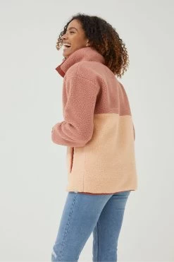 FatFace Pink Ember Colourblock Fleece -Fashion Clothing Store D58032s4