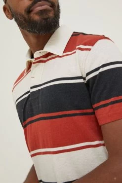 FatFace Red Hastings Stripe Polo Shirt -Fashion Clothing Store D60 942s4