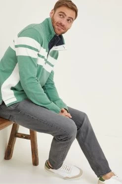 FatFace Green Airlie Stripe Button Neck Sweatshirt 7 FatFace Green Airlie Stripe Button Neck Sweatshirt -Fashion Clothing Store D60 947s3