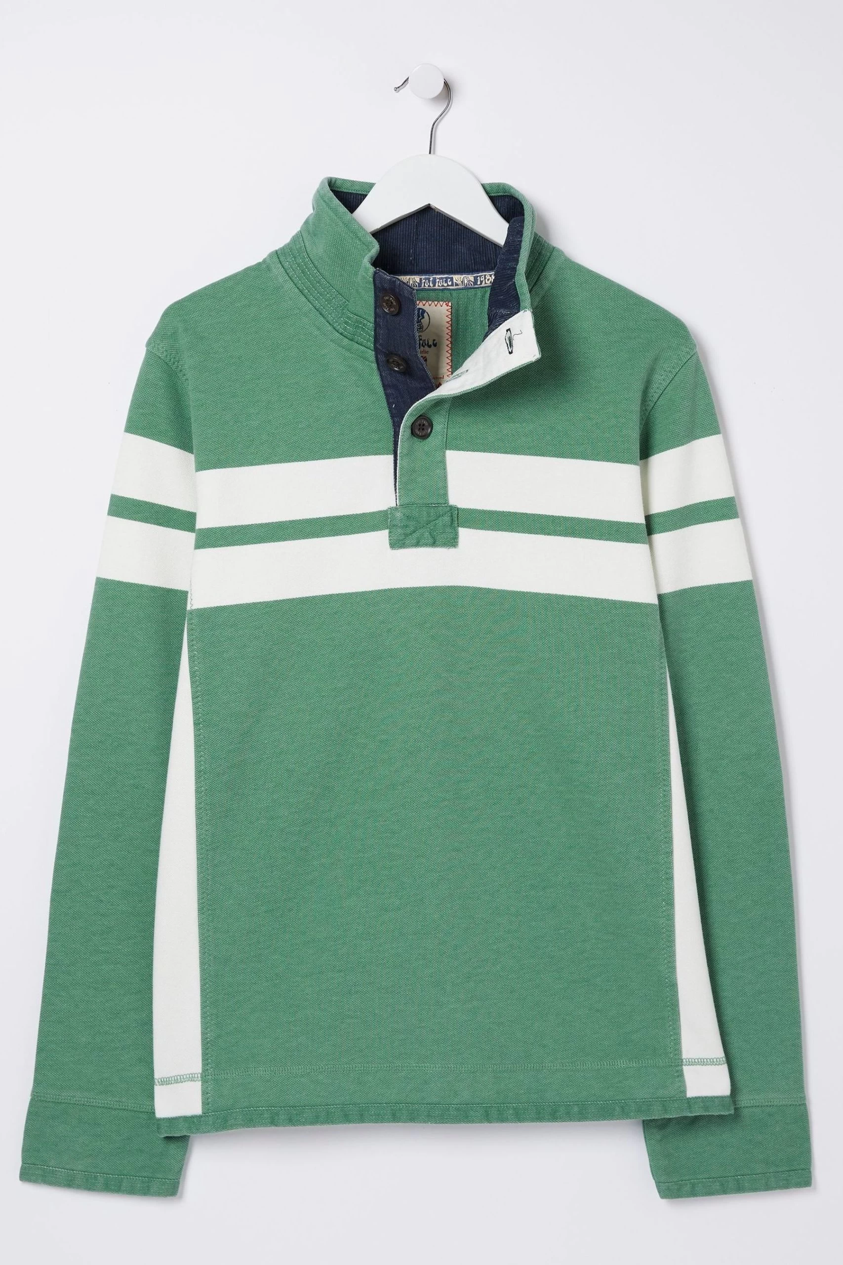 FatFace Green Airlie Stripe Button Neck Sweatshirt 5 FatFace Green Airlie Stripe Button Neck Sweatshirt - Image 5