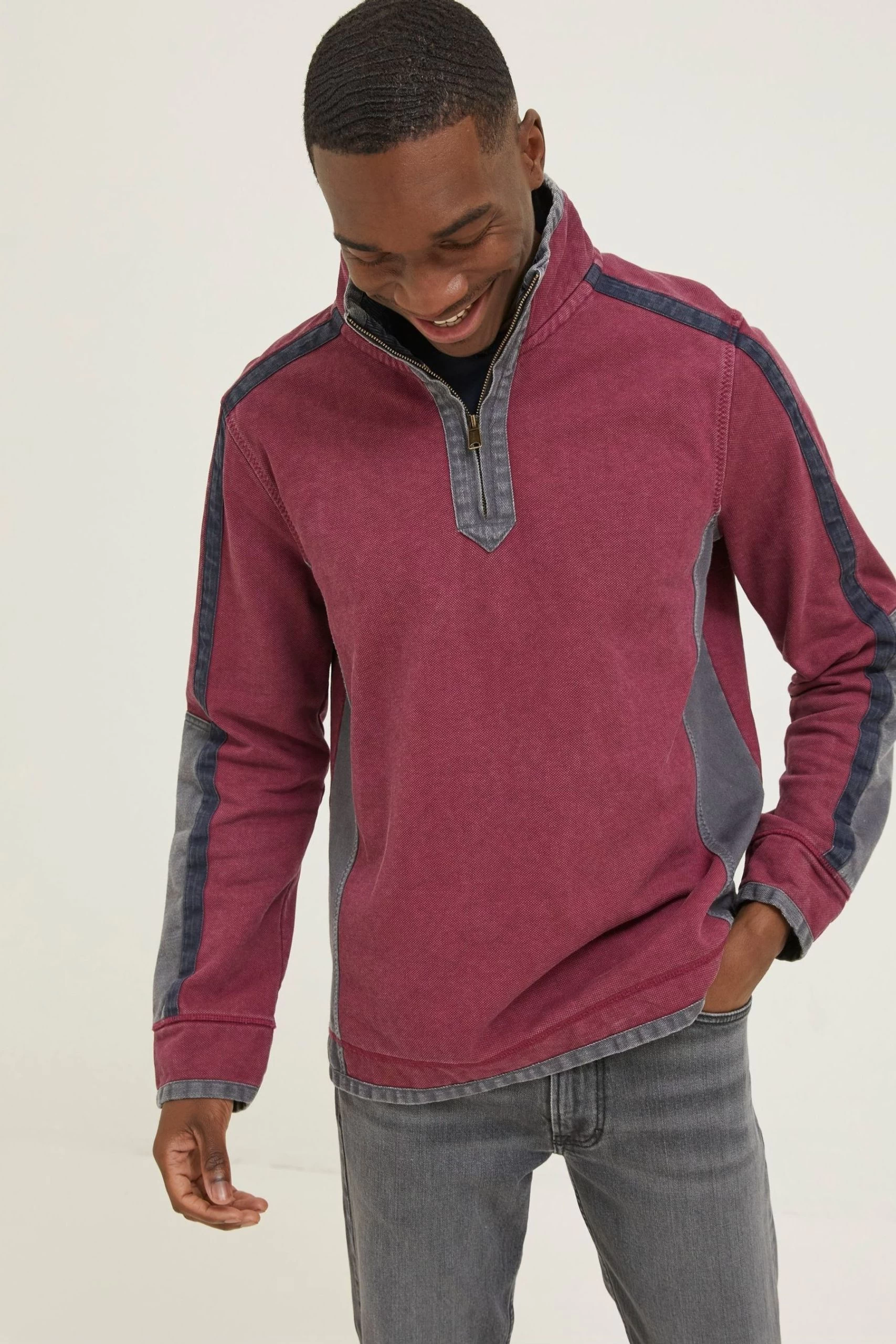 FatFace Pink Airlie Arm Panel Sweatshirt 1 FatFace Pink Airlie Arm Panel Sweatshirt
