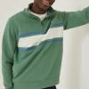 FatFace Green Fowey Stripe Half Neck Sweatshirt
