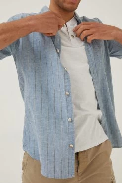 FatFace Blue Buriton Striped Shirt -Fashion Clothing Store D60969s3