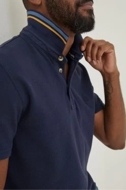 FatFace Blue Piqué Polo Shirt -Fashion Clothing Store D61 014s3