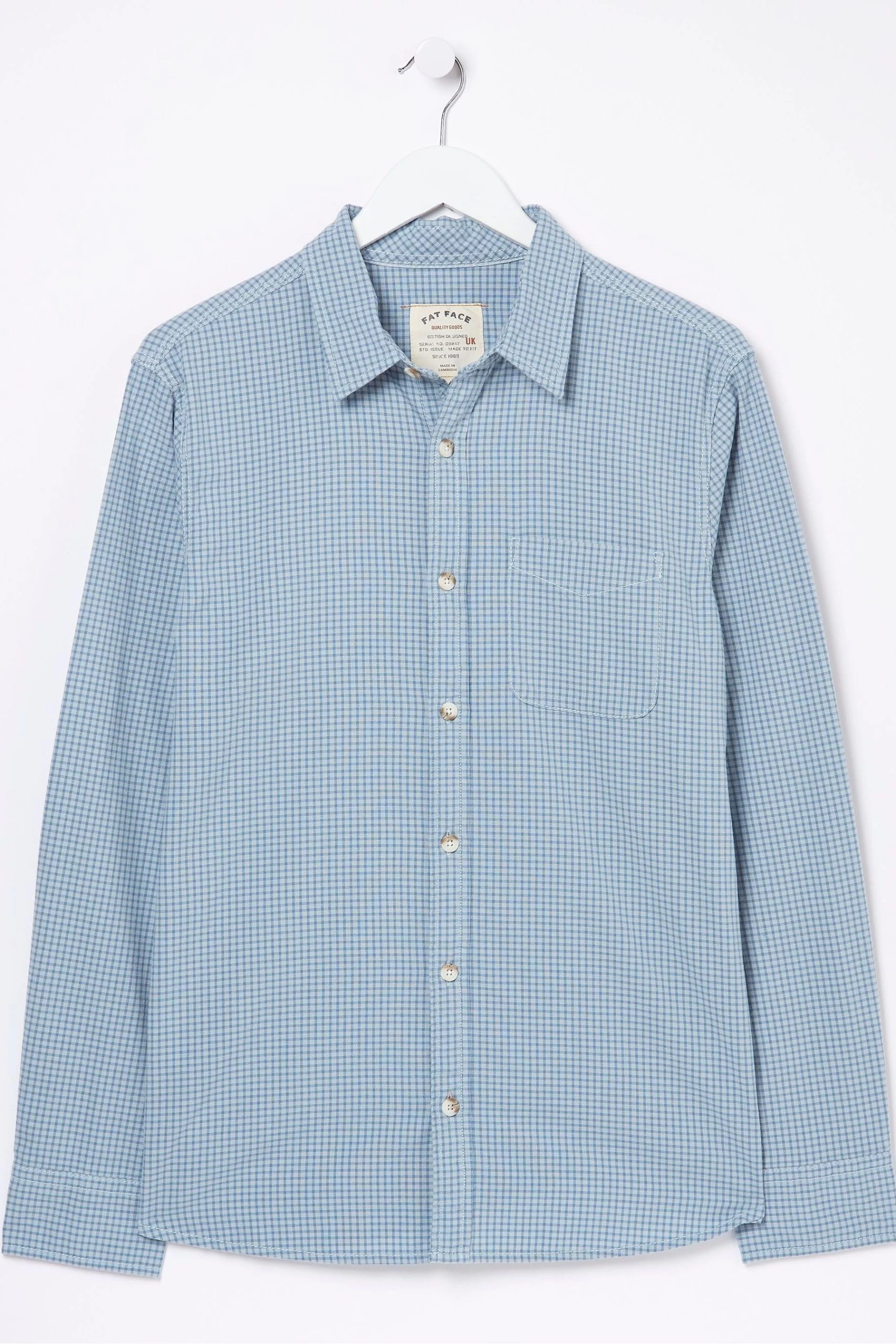 FatFace Blue Gower Gingham Shirt 6 FatFace Blue Gower Gingham Shirt - Image 6