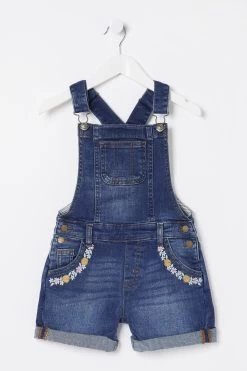 FatFace Blue Embroidered Dungarees