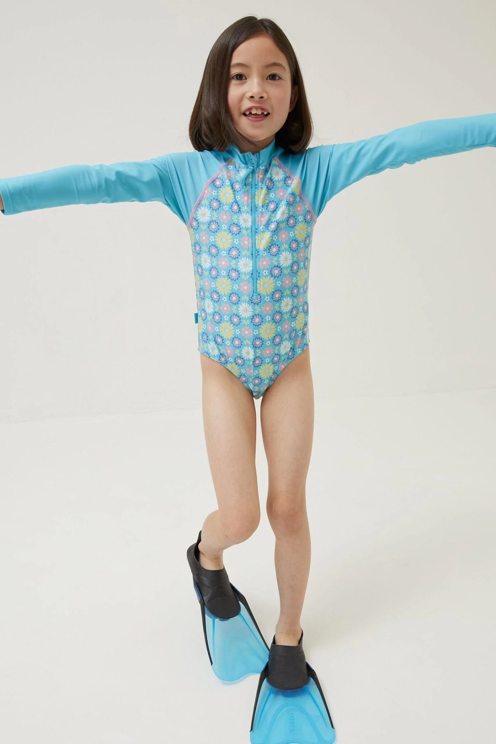 FatFace Blue Floral Swimsuit 1 FatFace Blue Floral Swimsuit