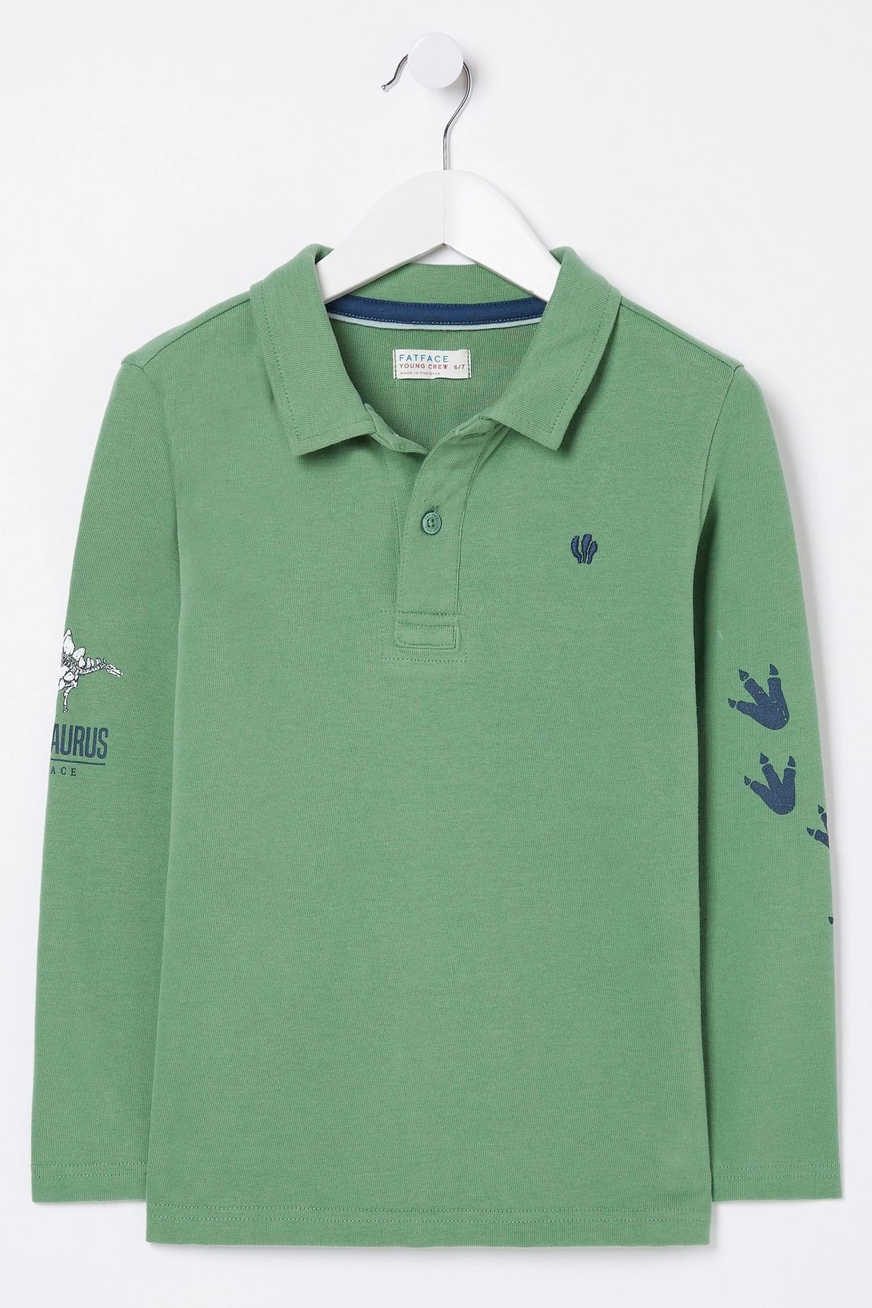 FatFace Green Dinosaur Rugby T-Shirt 4 FatFace Green Dinosaur Rugby T-Shirt - Image 4