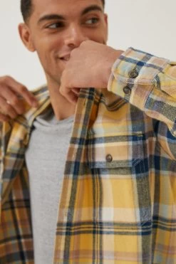 FatFace Yellow Rafety Check Shirt -Fashion Clothing Store D61032s4