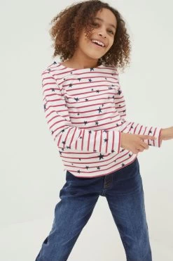 FatFace Natural Star Breton T-Shirt