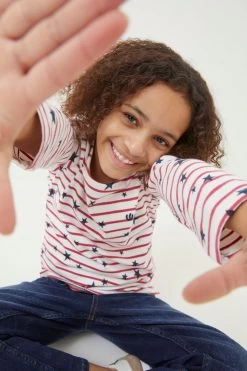 FatFace Natural Star Breton T-Shirt -Fashion Clothing Store D61443s3