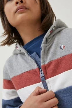 FatFace Grey Striped Zip Through Hoodie -Fashion Clothing Store D61451s3