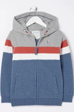 FatFace Grey Striped Zip Through Hoodie -Fashion Clothing Store D61451s4