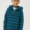 FatFace Green Striped Fleece Sweatshirt