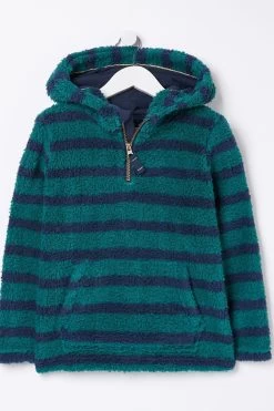 FatFace Green Striped Fleece Sweatshirt -Fashion Clothing Store D61458s4