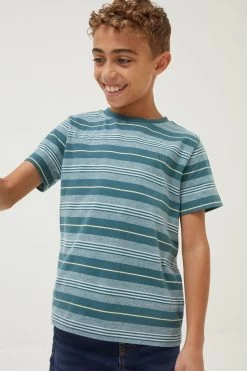 FatFace Green Seaton Stripe T-Shirt -Fashion Clothing Store D61466s3