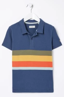 FatFace Blue Bramber Panel Stripe Polo Shirt -Fashion Clothing Store D61468s4
