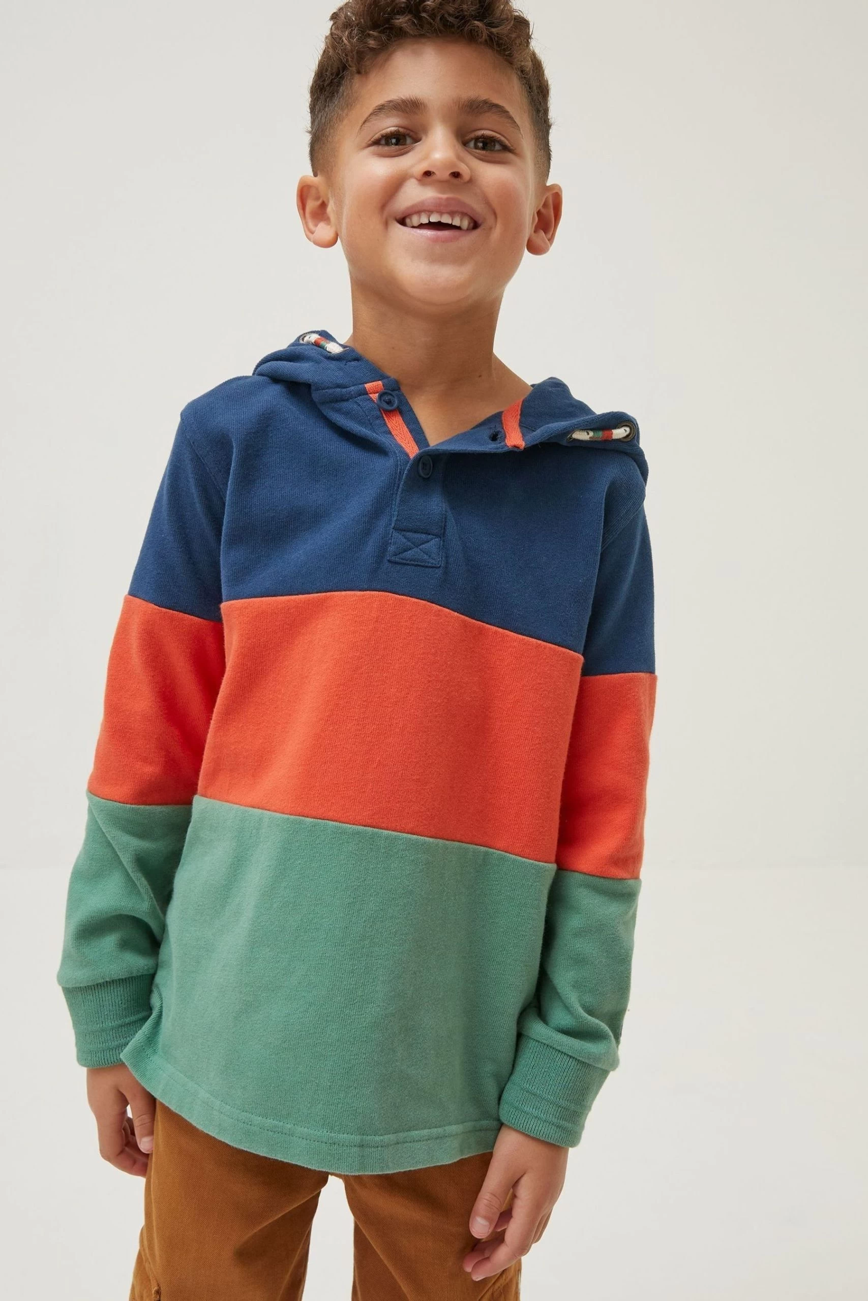 FatFace Blue Ringmore Colourblock T-Shirt 1 FatFace Blue Ringmore Colourblock T-Shirt