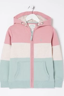 FatFace Pink Colourblock Hoodie