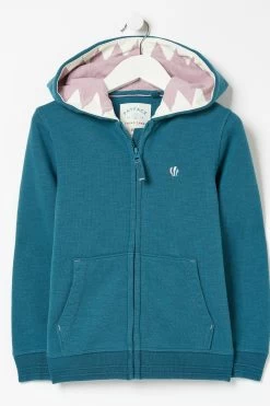 FatFace Green Shark Zip Through Hoodie