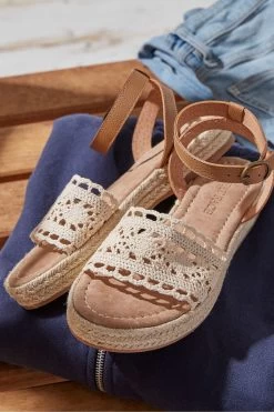 FatFace Natural Tilly Crochet Sandals -Fashion Clothing Store D63 751s3