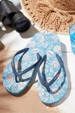 FatFace Blue Portloe Floral Flip Flops -Fashion Clothing Store D63 754s3