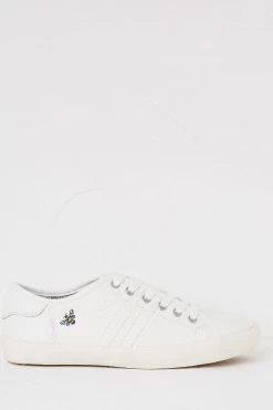 FatFace Lola Bee White Leather Embroidered Trainers