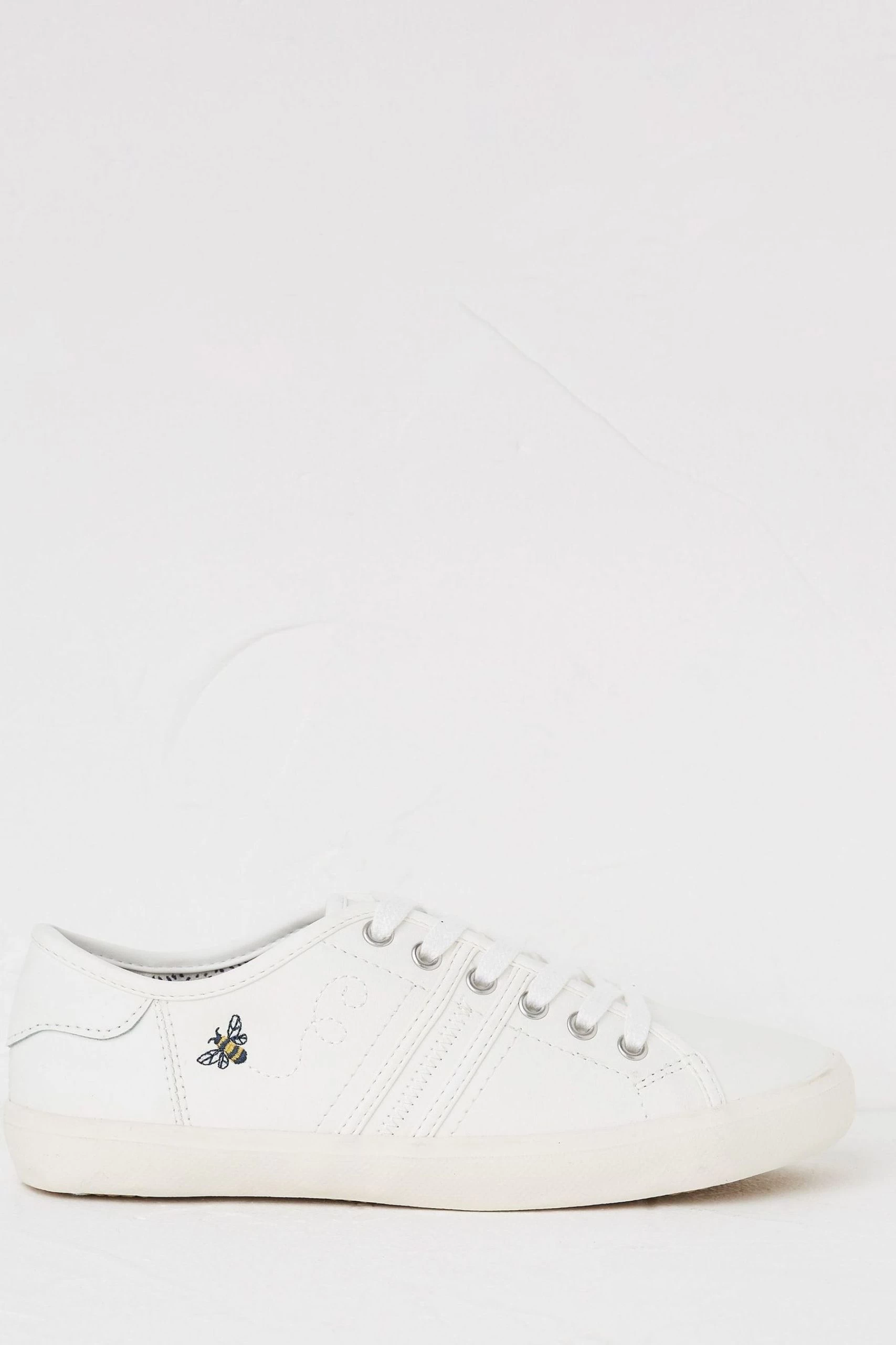 FatFace Lola Bee White Leather Embroidered Trainers 1 FatFace Lola Bee White Leather Embroidered Trainers