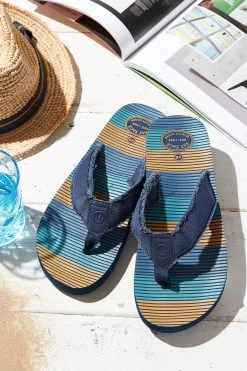 FatFace Blue Harris Striped Flip Flops -Fashion Clothing Store D63 766s3