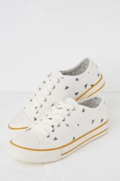 FatFace Lola Bee White Canvas Trainers -Fashion Clothing Store D63 768s3
