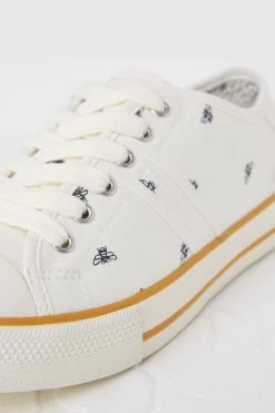 FatFace Lola Bee White Canvas Trainers -Fashion Clothing Store D63 768s4