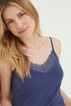 FatFace Blue V-Neck Lace Vest -Fashion Clothing Store D64 469s4