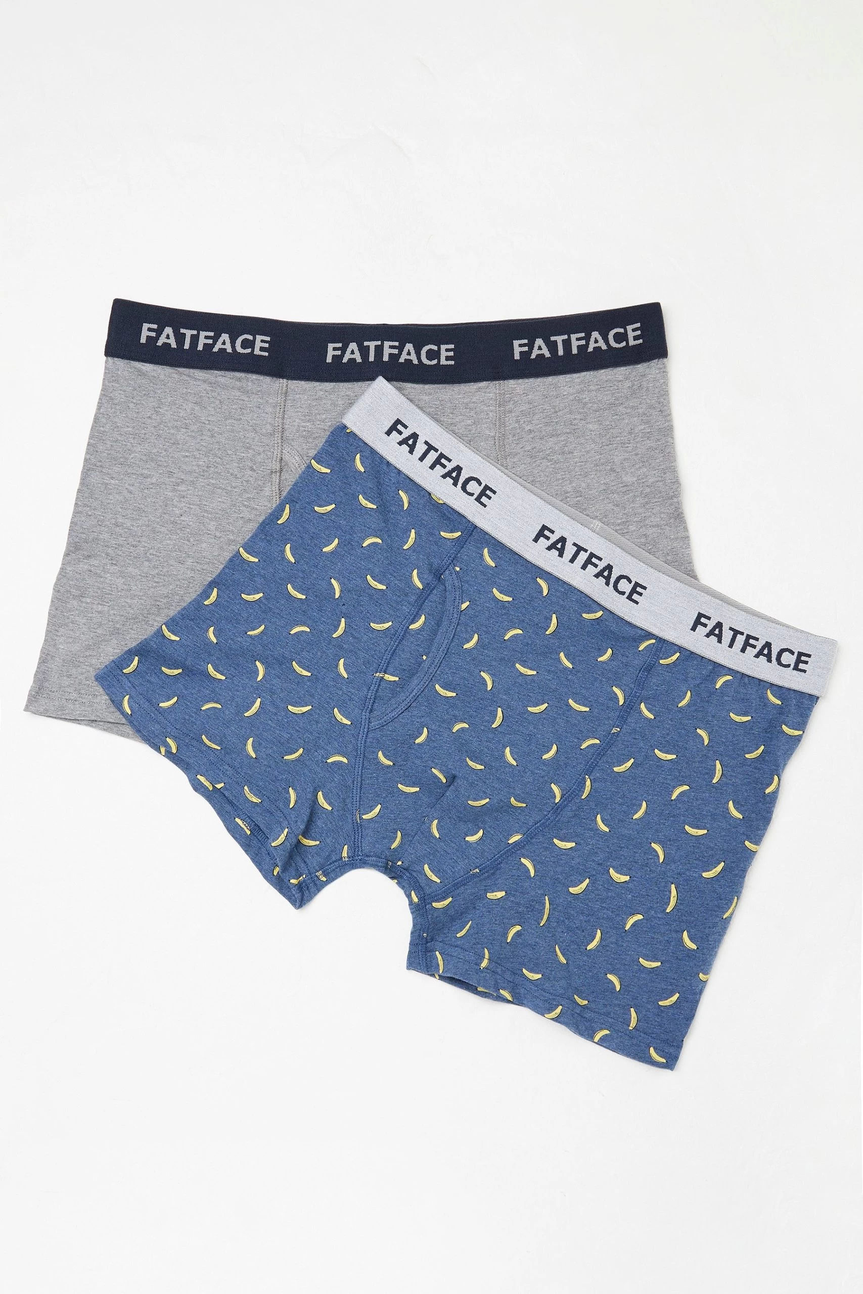 FatFace Blue Banana Print Boxers 2 Pack 1 FatFace Blue Banana Print Boxers 2 Pack