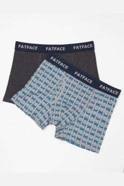 FatFace Grey Camper Print Boxers 2 Pack