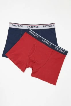 FatFace Red Plain Boxers Two Pack