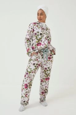 FatFace Purple Floral Mix Pyjama Set
