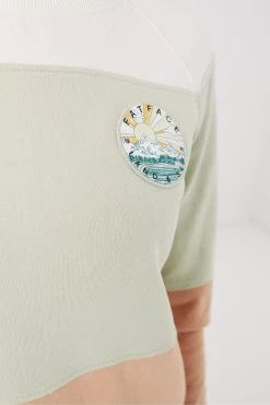 FatFace Orange Becky Colour Block Crew Sweat Top -Fashion Clothing Store D69765s5