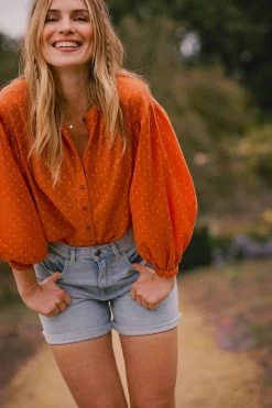 FatFace Brown Jude Jacquard Blouse