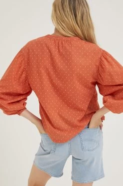 FatFace Brown Jude Jacquard Blouse -Fashion Clothing Store D69769s6