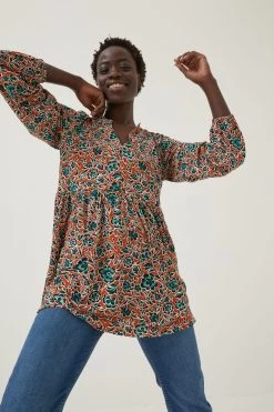 FatFace Orange Poppy Sketch Floral Tunic