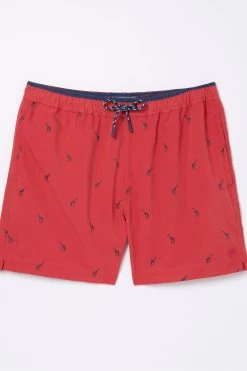 FatFace Red Trevose Giraffe Swim Shorts