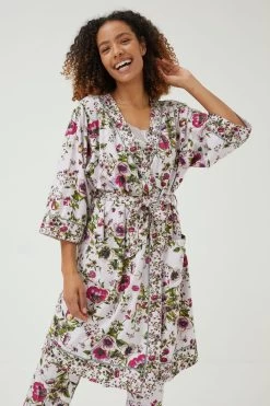 FatFace Purple Floral Mix Dressing Gown