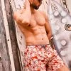 FatFace Red Trevose Leaf Print Swim Shorts
