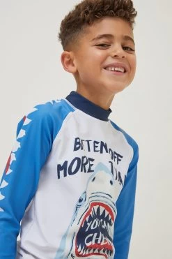 FatFace White Sidney Shark Rash Vest -Fashion Clothing Store D70264s3