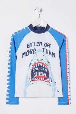 FatFace White Sidney Shark Rash Vest -Fashion Clothing Store D70264s5