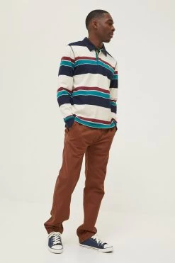 FatFace Natural Multi Stripe Rugby Shirt