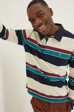 FatFace Natural Multi Stripe Rugby Shirt -Fashion Clothing Store D70266s3