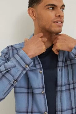 FatFace Blue Ockley Ombre Check Shirt -Fashion Clothing Store D70278s3