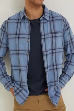 FatFace Blue Ockley Ombre Check Shirt -Fashion Clothing Store D70278s4